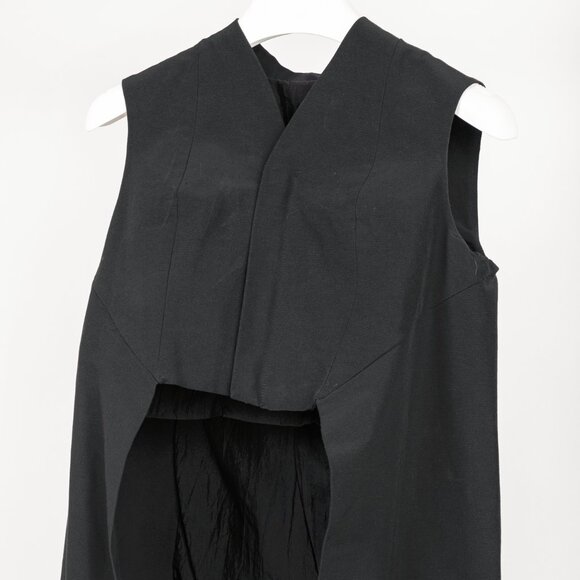 Rick Owens Black Cotton & Silk Hi-Lo Zip Vest - Picture 3 of 10